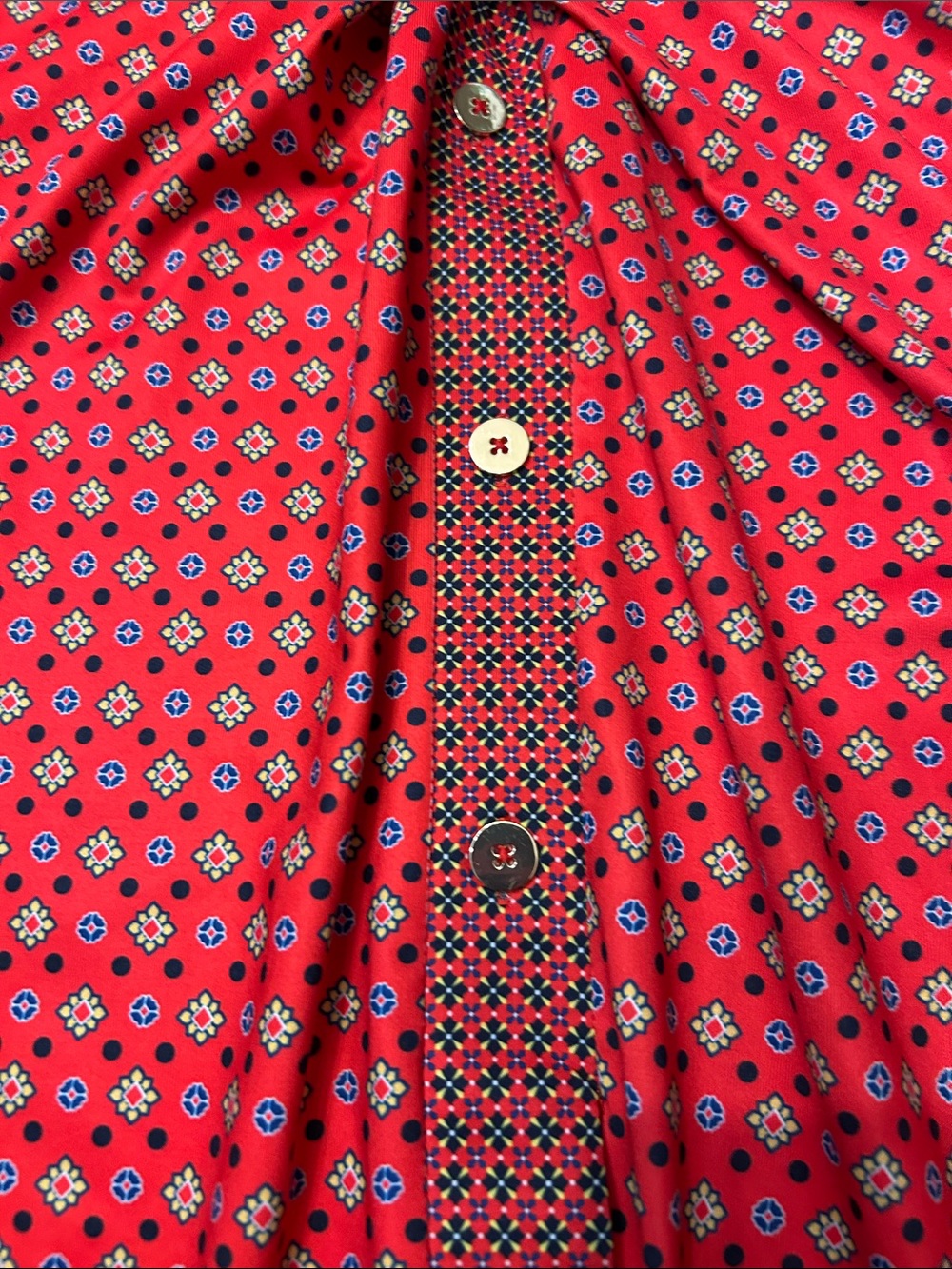 Gretchen Scott Designs Red Printed Midi Shirt Dress - Picture 6 of 13